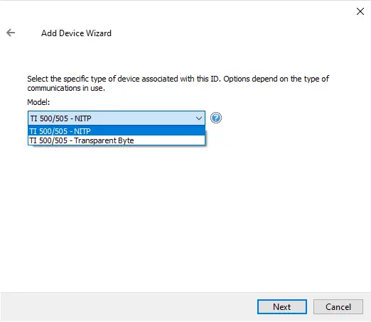Screenshot Simatic Suite Serial Device Models