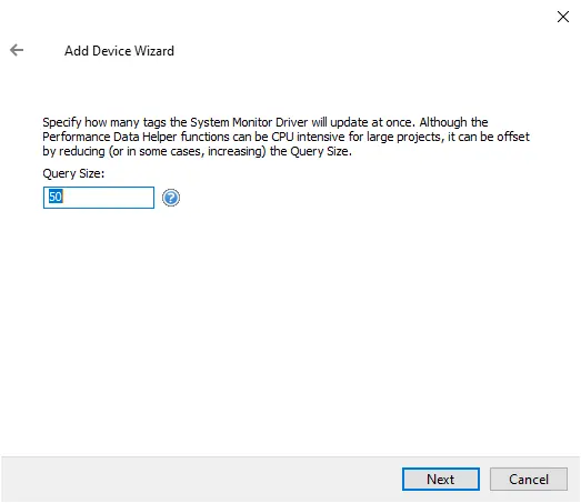 Screenshot System Monitor Query Size