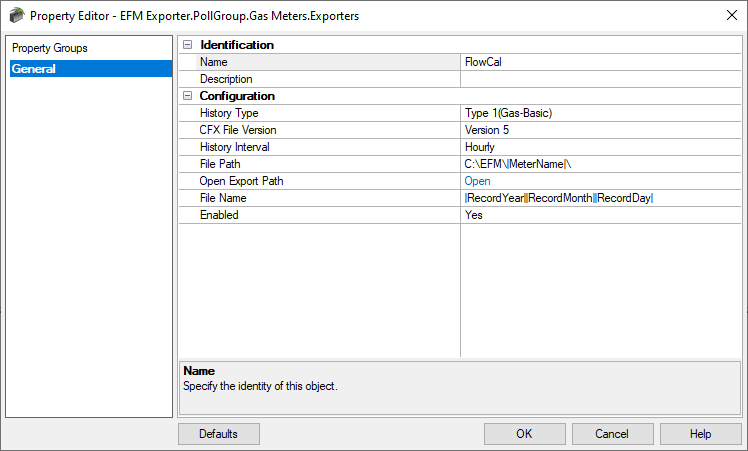 Screenshot - TOP Server FlowCal Gas Exporter Properties