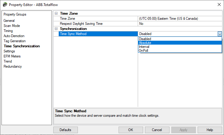 Screenshot - TOP Server ABB Totalflow Time Synchronization Support