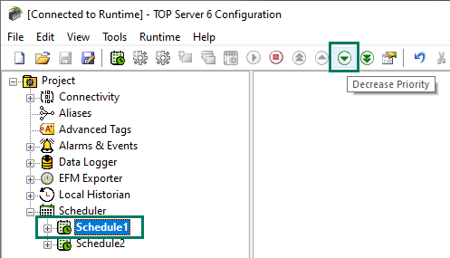 Screenshot - Decreasing a Schedule's Priority
