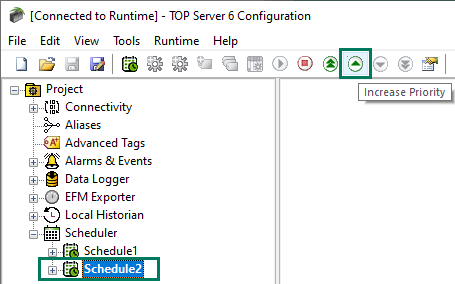 Screenshot - Increasing a Schedule's Priority