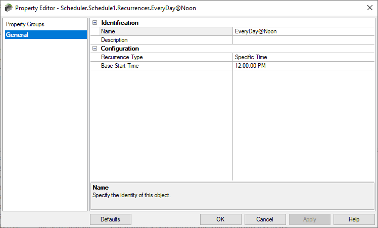 Screenshot - Adding a Specific Time Scheduler Recurrence