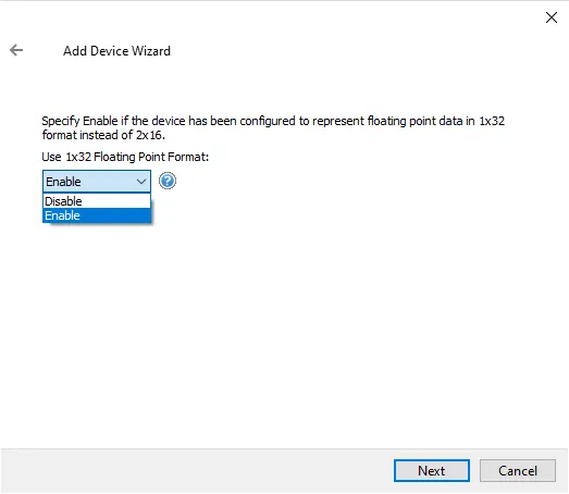 Screenshot Thermo Westronics Serial Floating Point Format