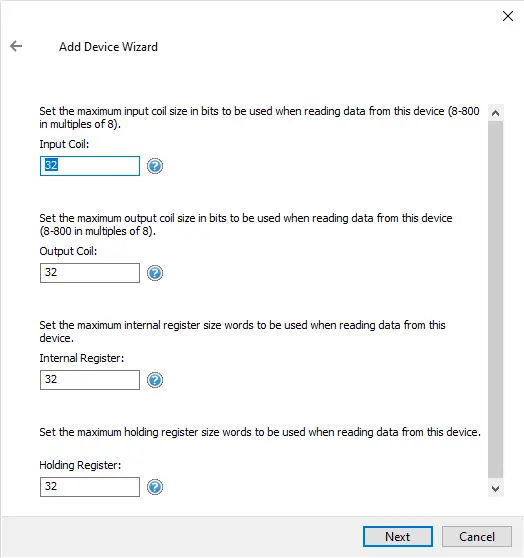 Screenshot WAGO Block Size