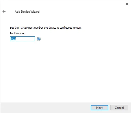 Screenshot WAGO Port Number