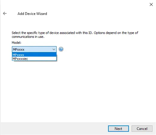 Screenshot Yaskawa MP Ethernet Device Models