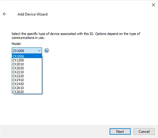 Screenshot Yokogawa CX Device Models
