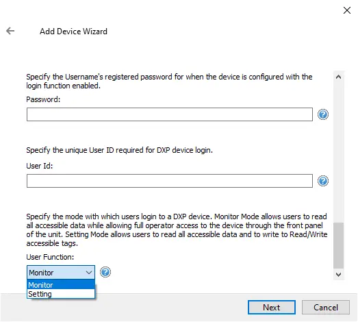 Screenshot Yokogawa DXP Ethernet Username Password