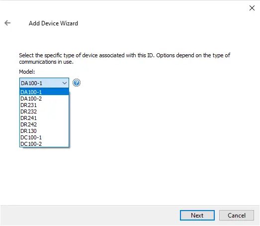 Screenshot Yokogawa Darwin Ethernet Device Models