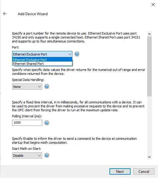 Screenshot Yokogawa Darwin Ethernet Port Data Handling