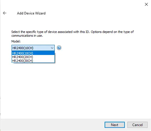 Screenshot Yokogawa HR Serial Device Models