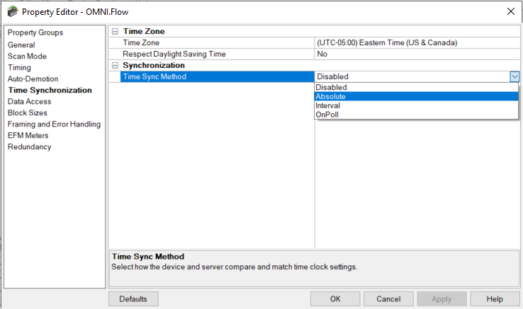 TOP Server OMNI Flow Computers Time Synchronization Support