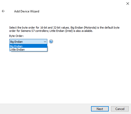 Screenshot Siemens S7 Ethernet Byte Order