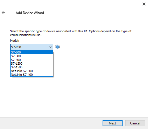 Screenshot Siemens S7 Ethernet Device Models