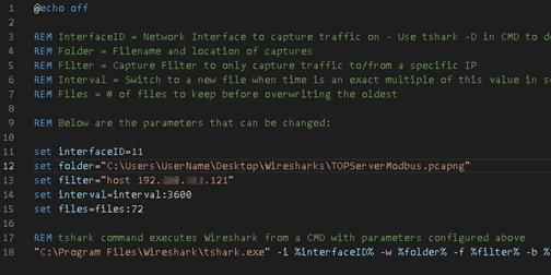 Example Wireshark Batch Script